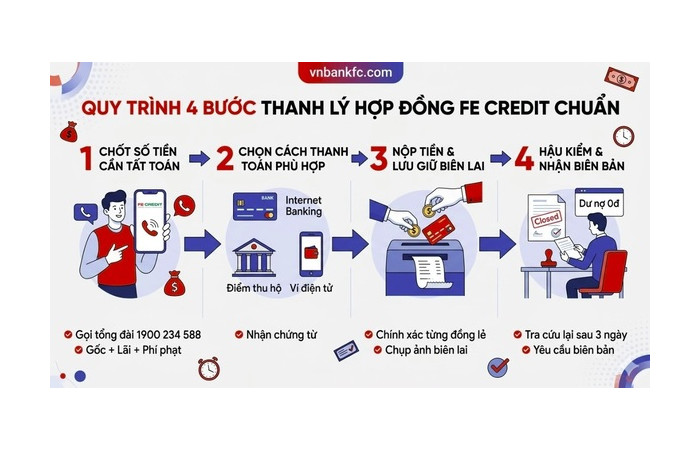 Cách thanh lý hợp đồng FE Credit trước hạn : quy trình & phí phạt 2026