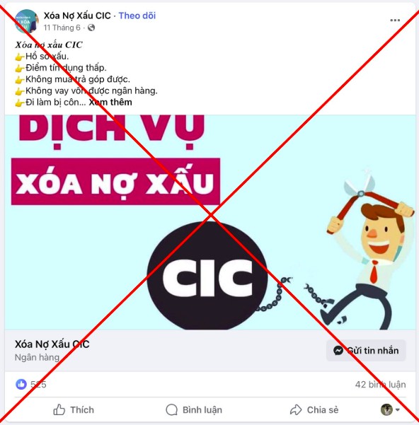 Cẩn thận không nên tin vào dịch vụ xóa nợ xấu
