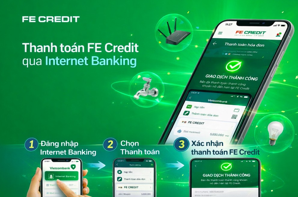 Thanh toán FE Credit qua Internet Banking (Nguồn : Internet)