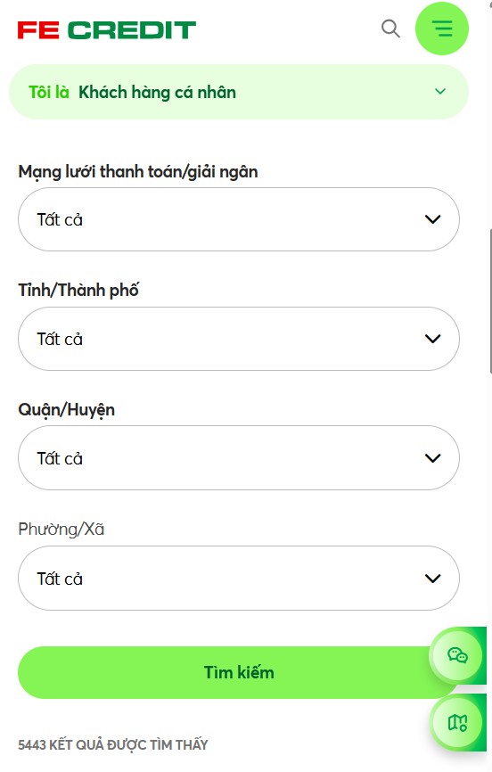 Tra cứu điểm thanh toán FE Credit (Nguồn : FE Credit)