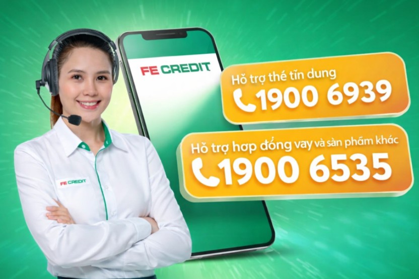 Tổng đài chăm sóc khách hàng FE Credit hỗ trợ 24/7 (Nguồn : Internet)